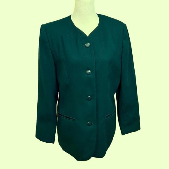 En Avance 100% Wool Blazer Size 12 Forest Green - Picture 1 of 7